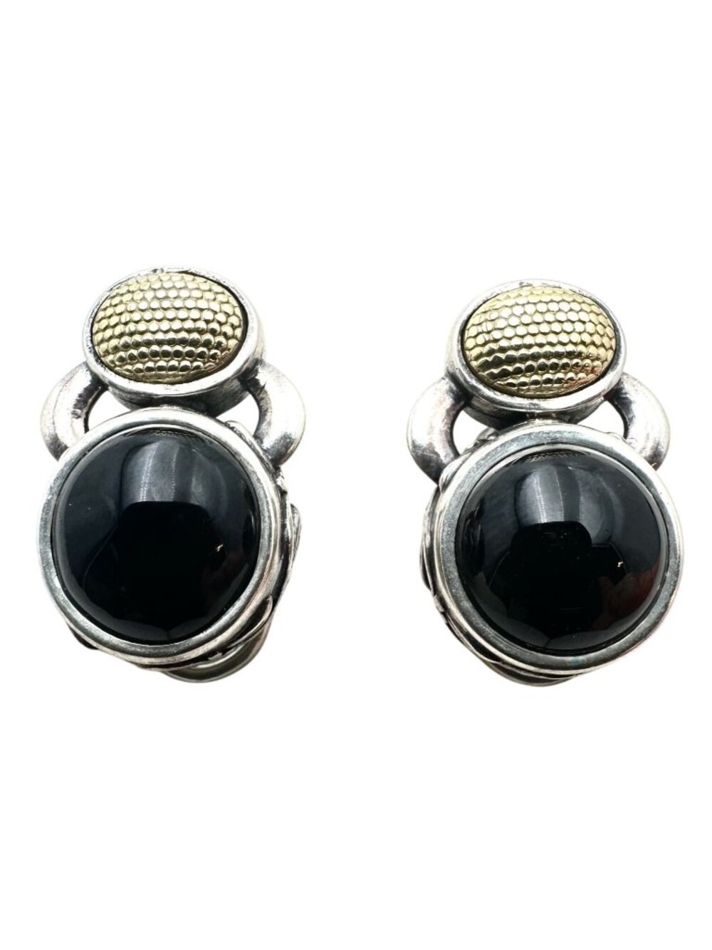 Ann King Earrings Lever Back Pierced 18K Gold Sterling Silver Black Onyx